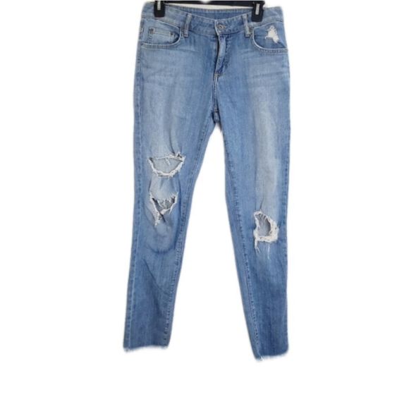 4x25 CARMAR light wash ripped distress raw hem medium rise jeans size 26 - Picture 1 of 14